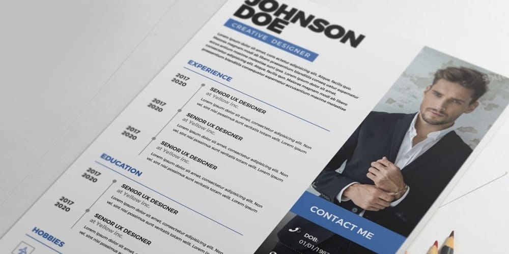 Clean Resume CV Template PSD