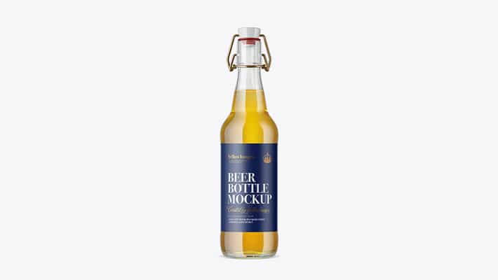 Clear Glass Beugel Beer Bottle Mockup