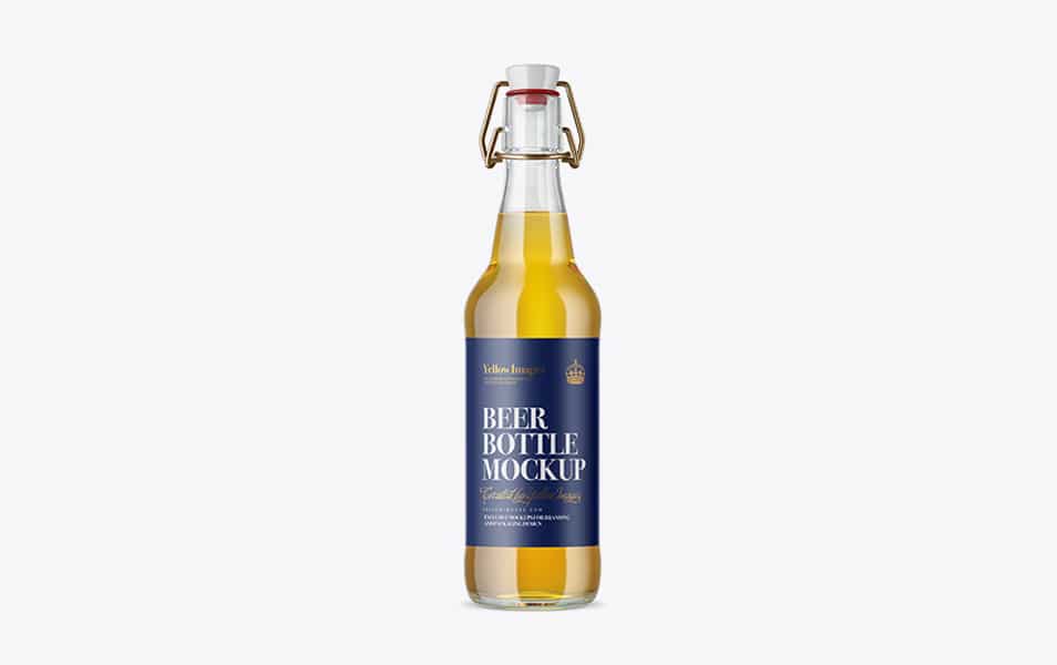 Clear Glass Beugel Beer Bottle Mockup