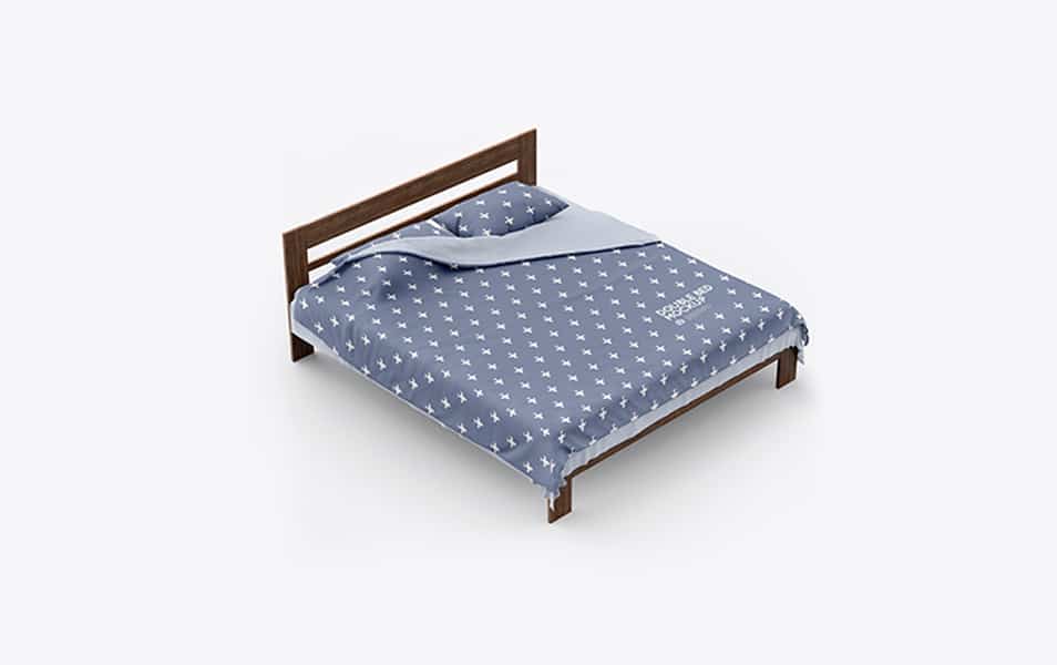 Double Bed with Cotton Linens Mockup