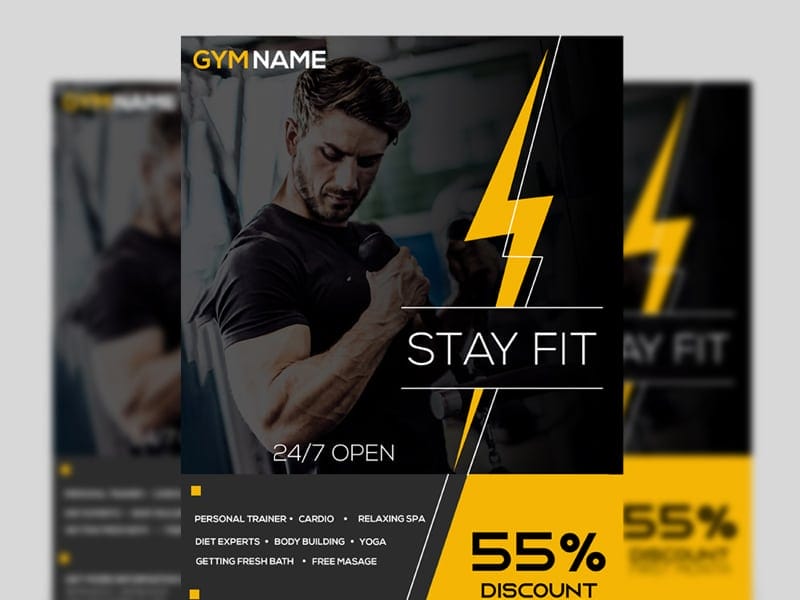 Fitness and Gym Flyer Template PSD
