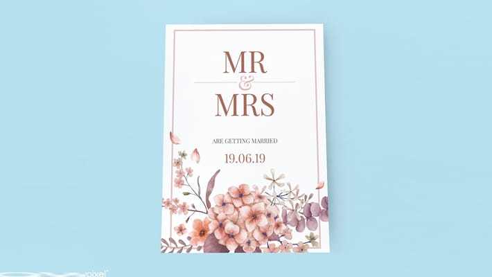 Floral Wedding Invitation Card Mockup