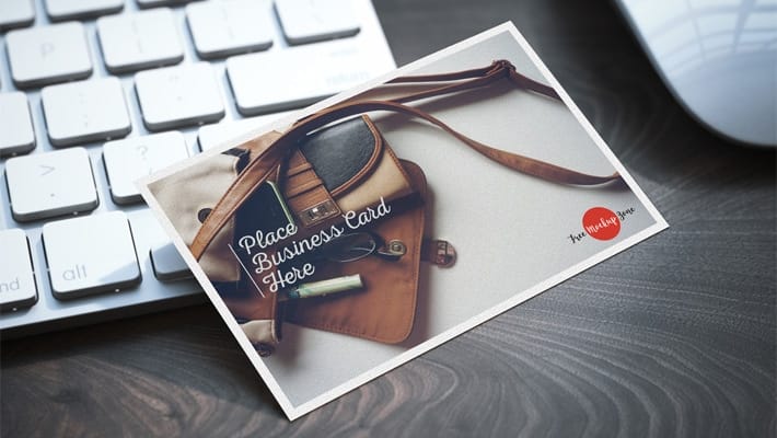 Free Business Card on Keyboard Mockup