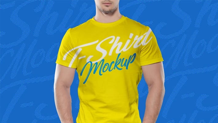 Free Fit Man Half Sleeves T-shirt Mockup PSD