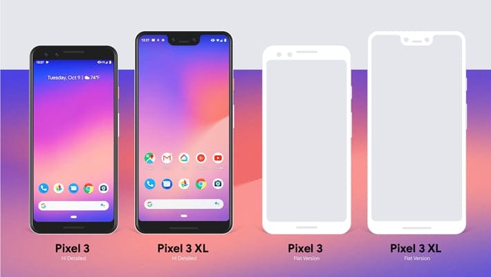 Free Google Pixel 3 & Pixel 3 XL Mockup PSD