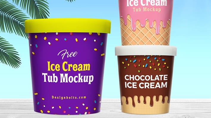 Free Ice Cream Bucket Tub Mockup PSD