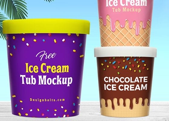 Free Ice Cream Bucket Tub Mockup PSD