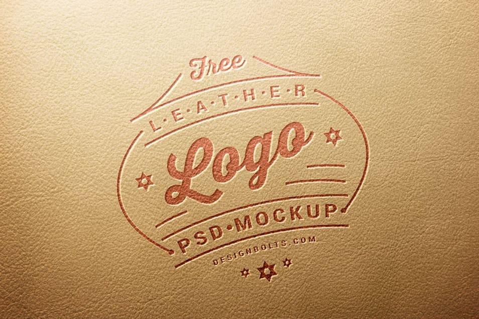 Free Leather Stamping Logo Mockup PSD