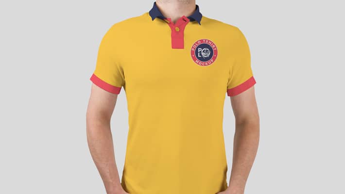 Free Man Wearing Polo T-Shirt Mockup