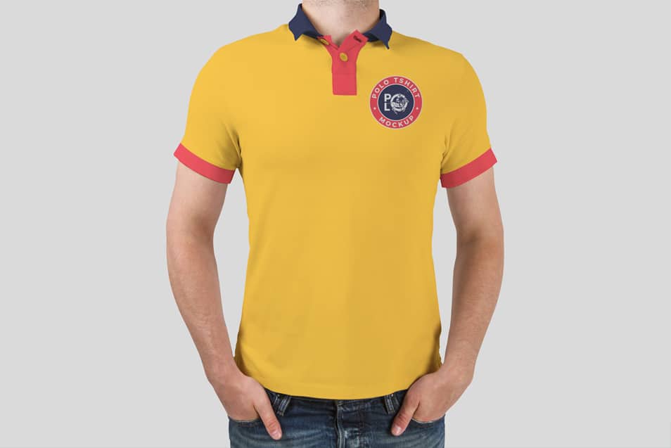 Free Man Wearing Polo T-Shirt Mockup