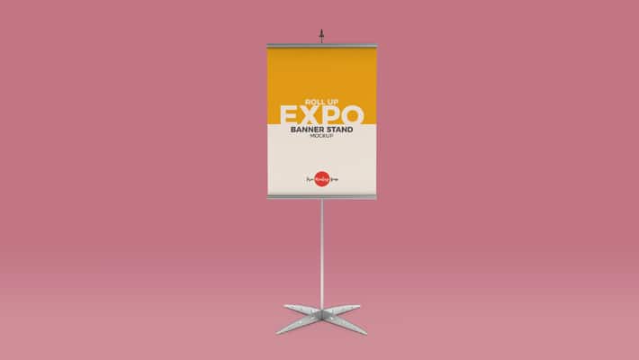 Free Roll Up Expo Banner Stand Mockup