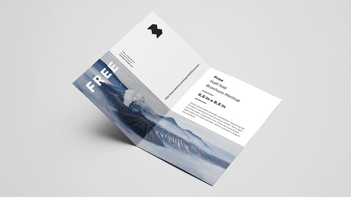 Free US Half Fold Brochure Mockup