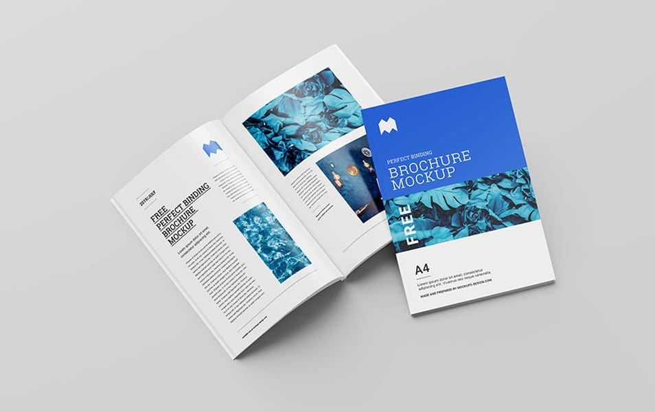 Free Perfect Binding Brochure Mockup