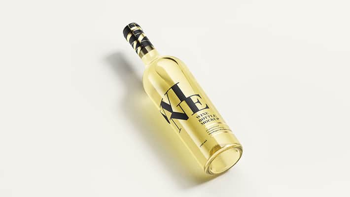 Free White Wine Bottle Mockup