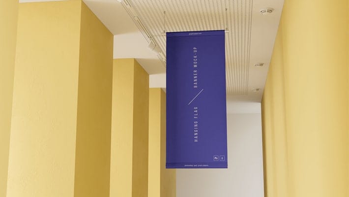 Hanging Flag Banner Mockup