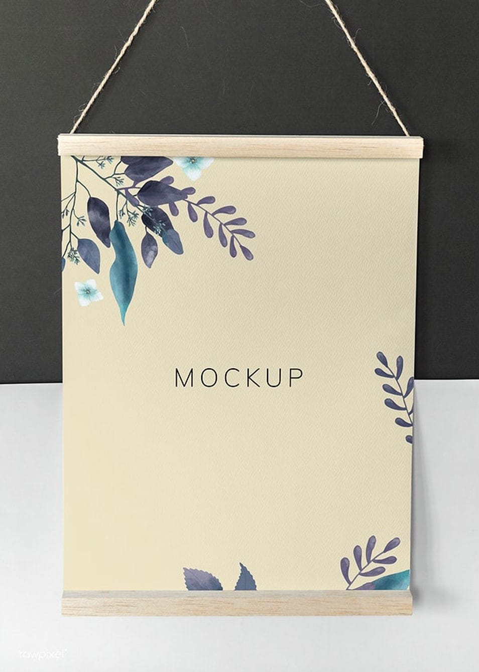 Hanging Floral Wall Poster Mockup