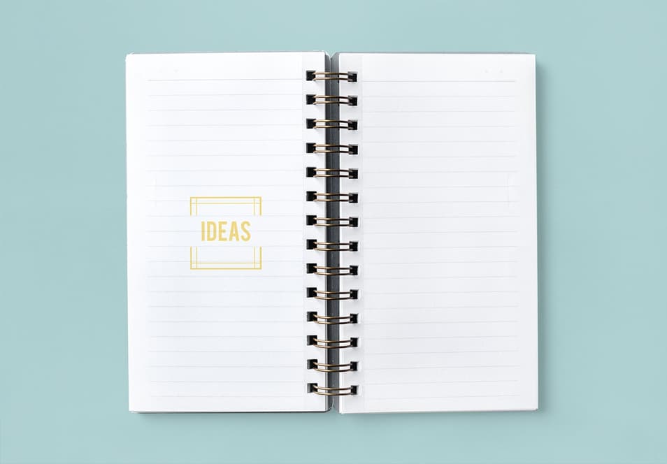 Ideas in a Notebook Mockup