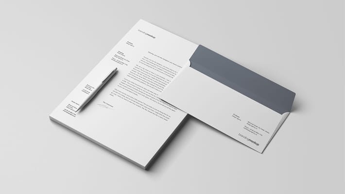Letterhead and Envelope Branding Mockup PSD