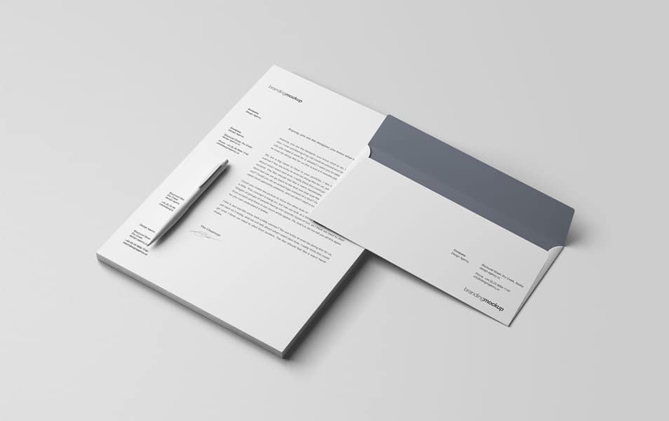 Letterhead and Envelope Branding Mockup PSD