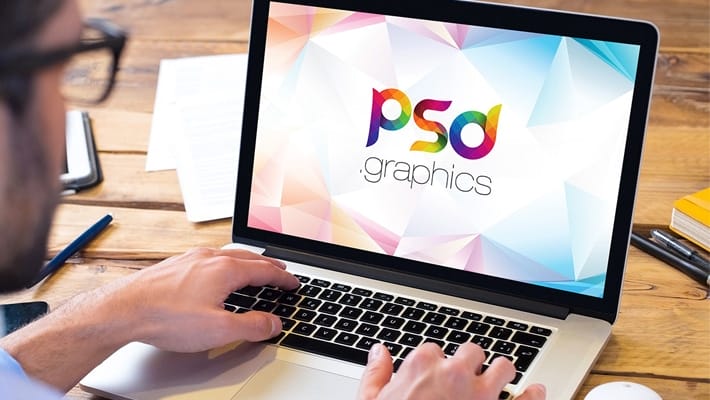 Man Working on Macbook Mockup