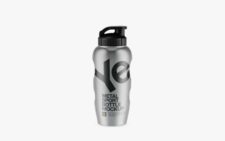 Metallic Sport Bottle Mockup
