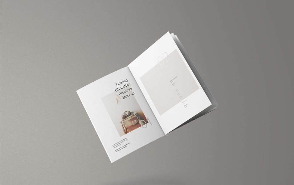 Minimal Floating US Letter Brochure Mockup