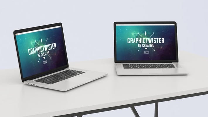 New Double MacBook Mockup with Transparent Background