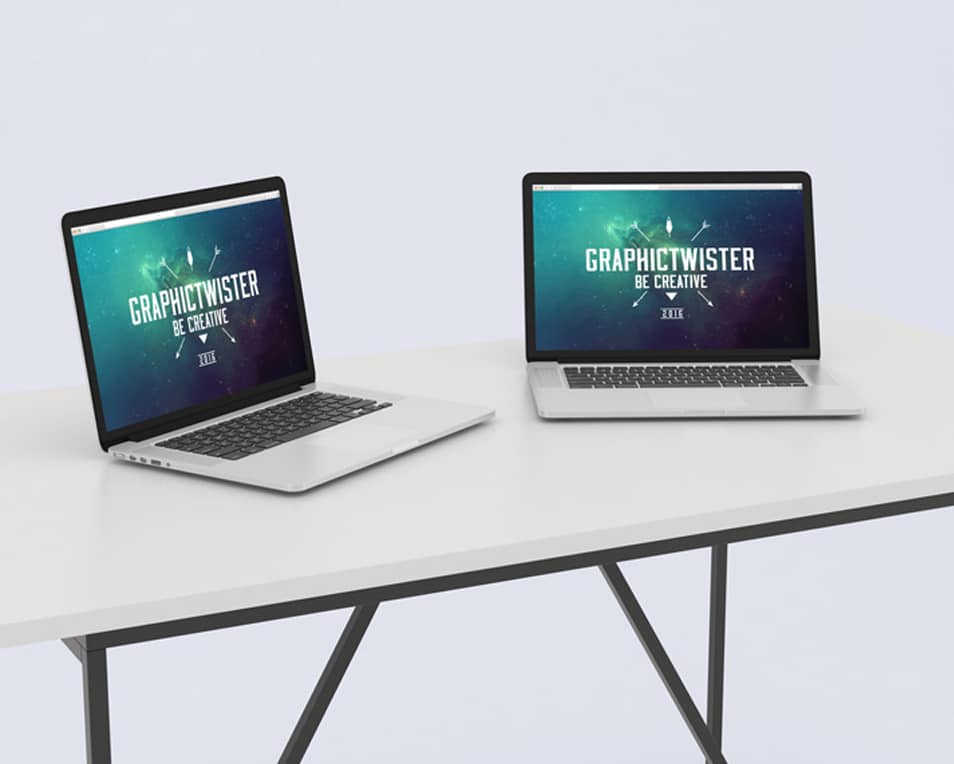 New Double MacBook Mockup with Transparent Background