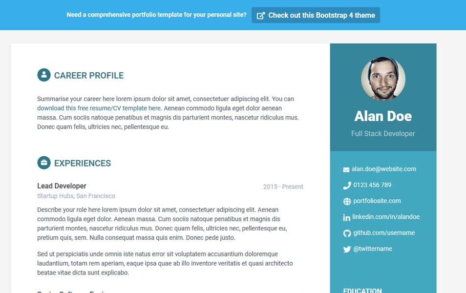 Orbit - Free Bootstrap 4 Resume/CV Theme