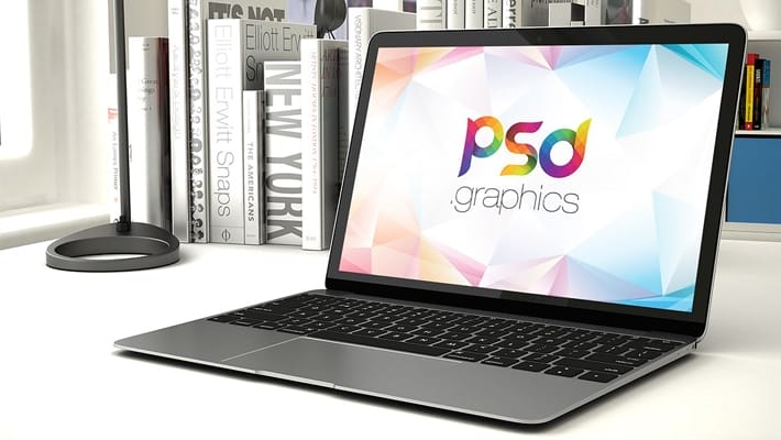 Space Grey Macbook Mockup PSD