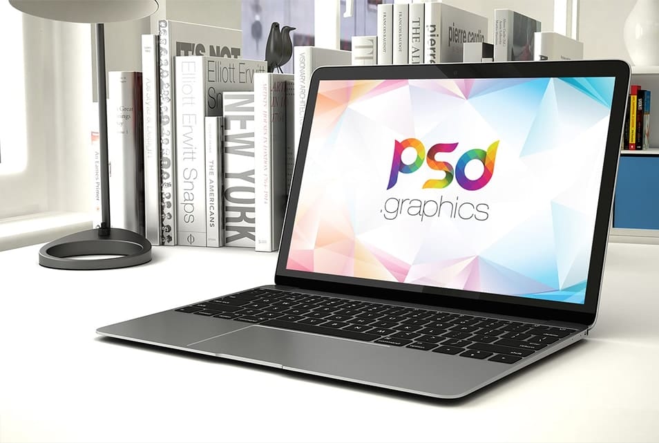 Space Grey Macbook Mockup PSD
