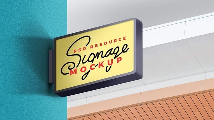 Store Wall Signage Mockup PSD