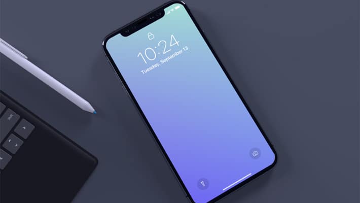 Top view of iPhone X mockup