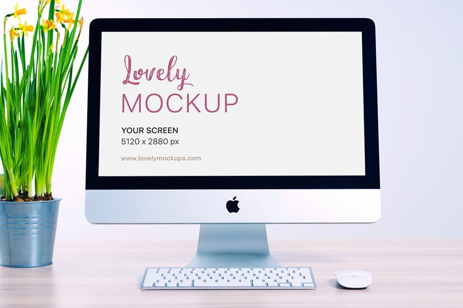 iMac Mockup On A Table