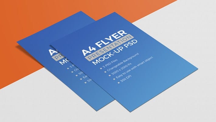 3 High Quality A4 Size Free Flyer Mockup PSD Files
