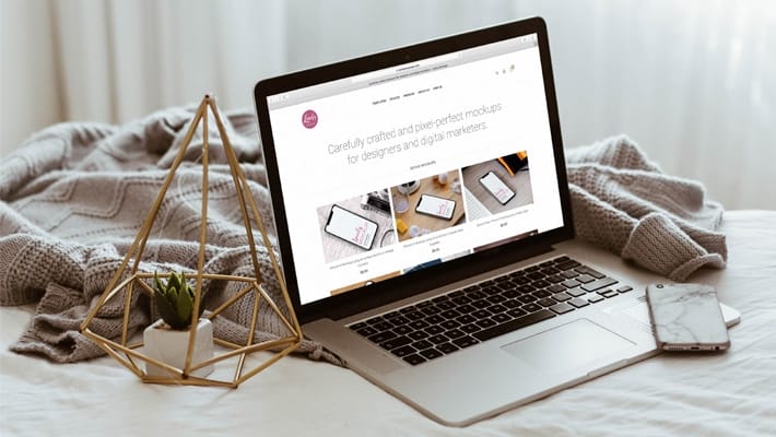 Apple Macbook Pro Mockup on Bed