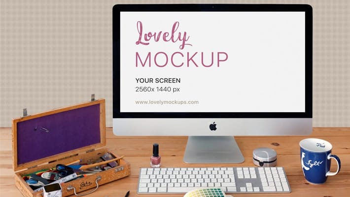 Apple iMac Mockup on Office Desk