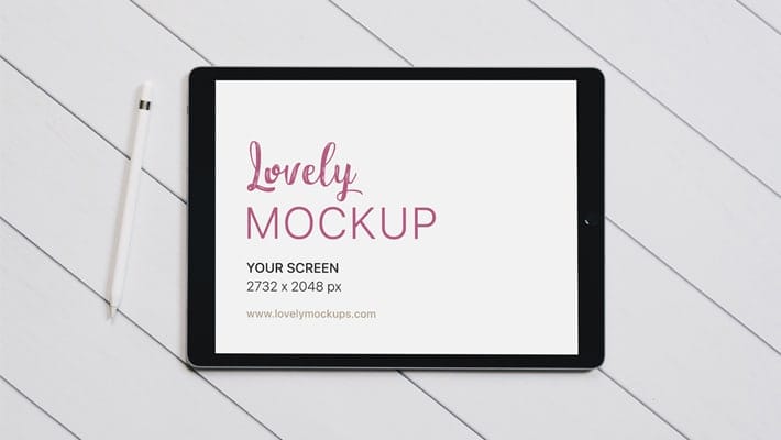 Black iPad Pro Mockup on a White Floor