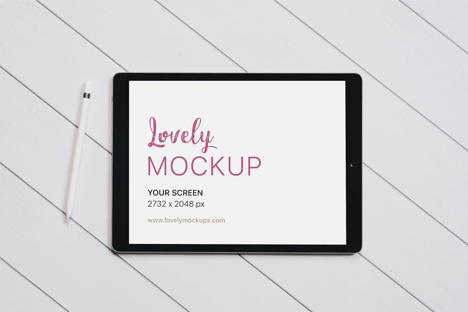 Black iPad Pro Mockup on a White Floor