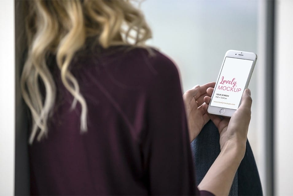 Blond Woman with White iPhone