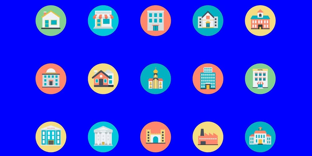 Colorfull Buildings Icon Set