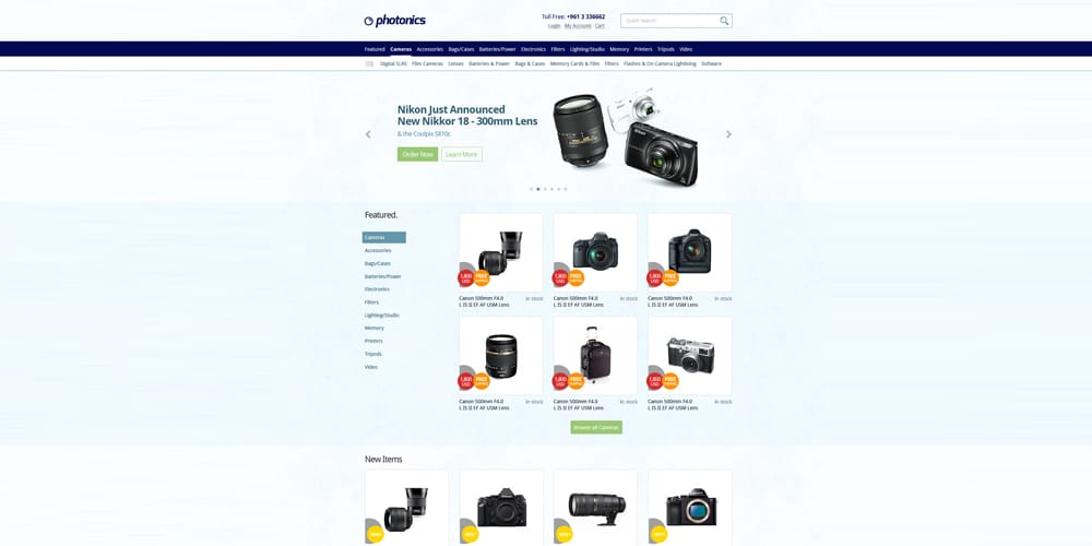 E commerce Camera Store Website Template