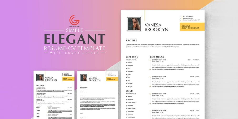 Elegant CV-Resume Template With Cover Letter