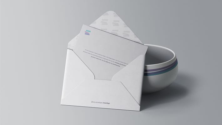 Envelope with Bowl Mockup