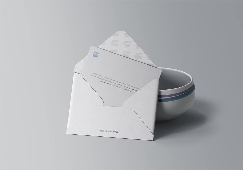 Envelope with Bowl Mockup