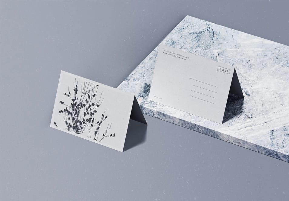 Folded Postcard Mockup PSD