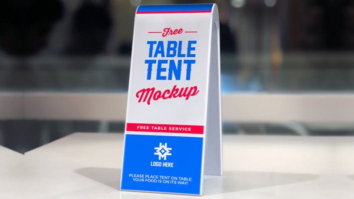 Free 2-Sided Plastic Table Tent Mockup PSD