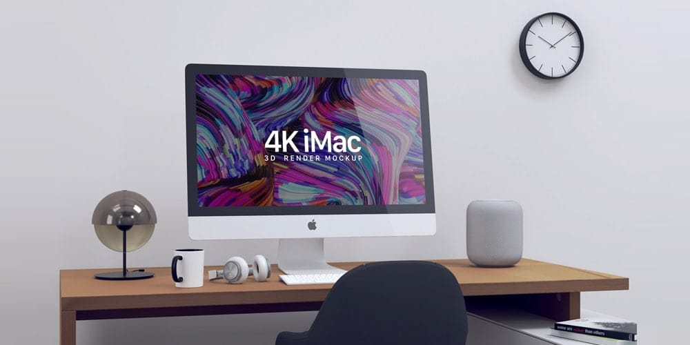 Free 4K iMac Screen Mockup PSD