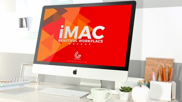 Free Beautiful Workplace iMac Mockup