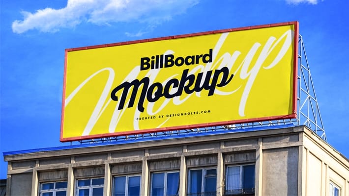 Free Billboard On Building Mockup PSD